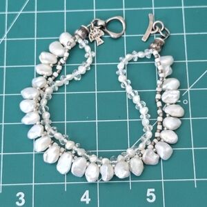 Vtg Peyote Bird Pearls Bracelet 925 Sterling